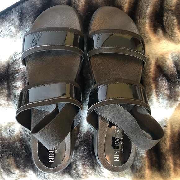 Nine West Black Patent Leather Gladiator Sandals - Picture 2 of 4